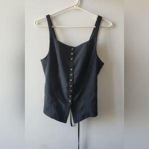 Free People Black Lace-Up Corset Tank Top
